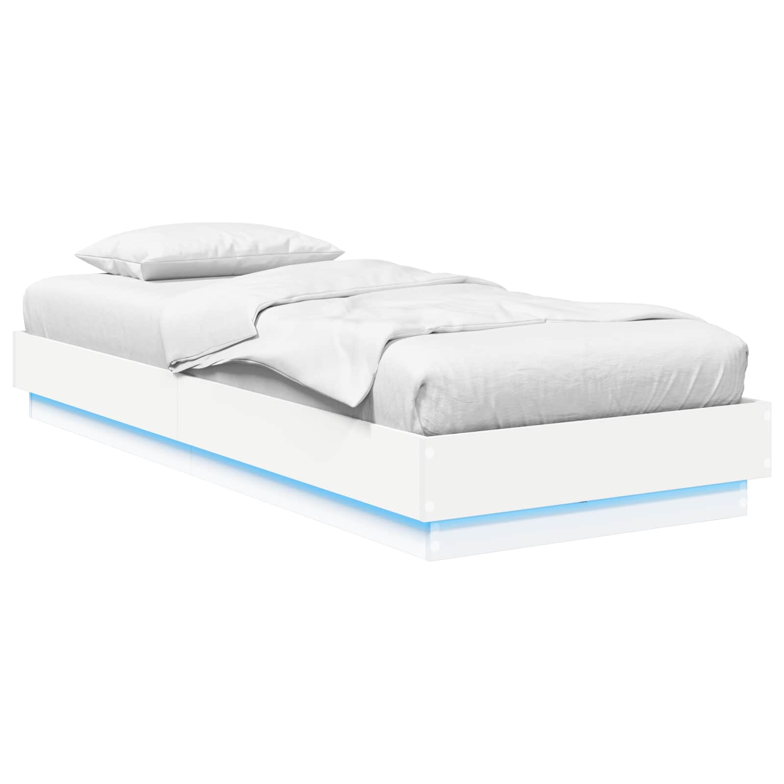 vidaXL Posteľový rám s LED Biela 80 x 200 cm Kompozitné drevo