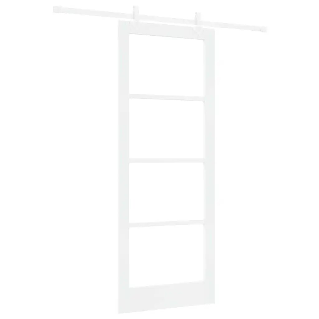 vidaXL Posuvné dvere 83 x 211 cm Masívne borovicové drevo a sklo Biela