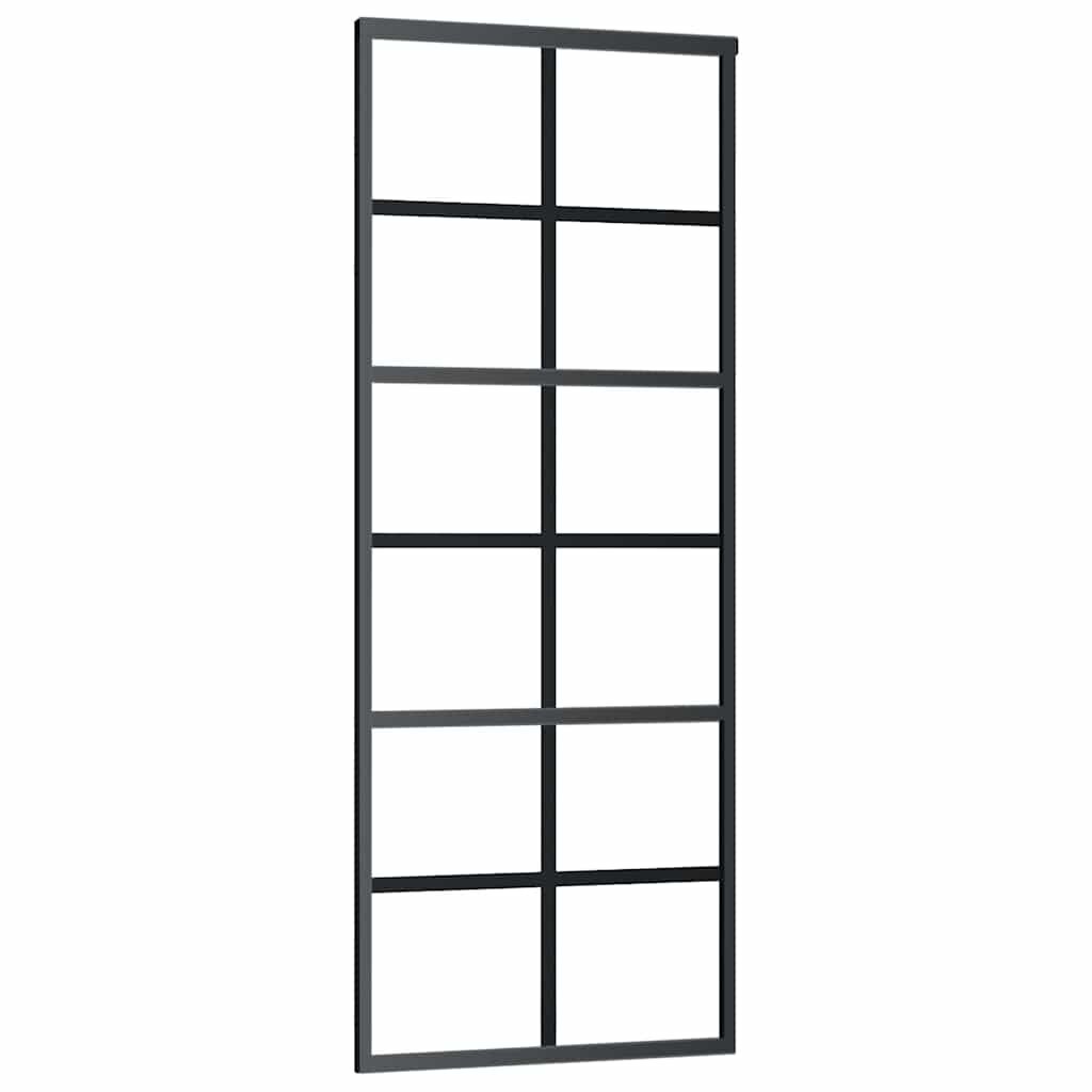 vidaXL Posuvné dvere ESG sklo a hliník 76x205 cm čierne