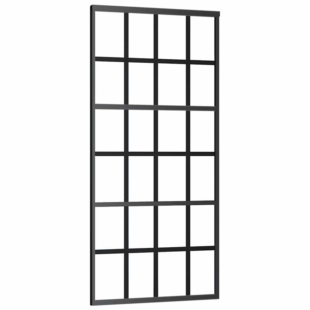 vidaXL Posuvné dvere ESG sklo a hliník 90x205 cm čierne
