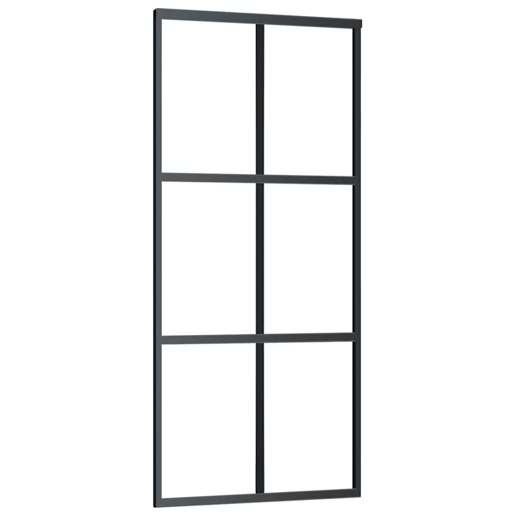 vidaXL Posuvné dvere ESG sklo a hliník 90x205 cm čierne
