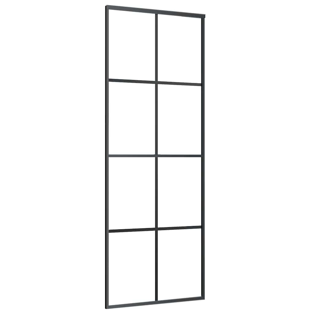 vidaXL Posuvné dvere hliník a sklo ESG 76x205 cm čierne