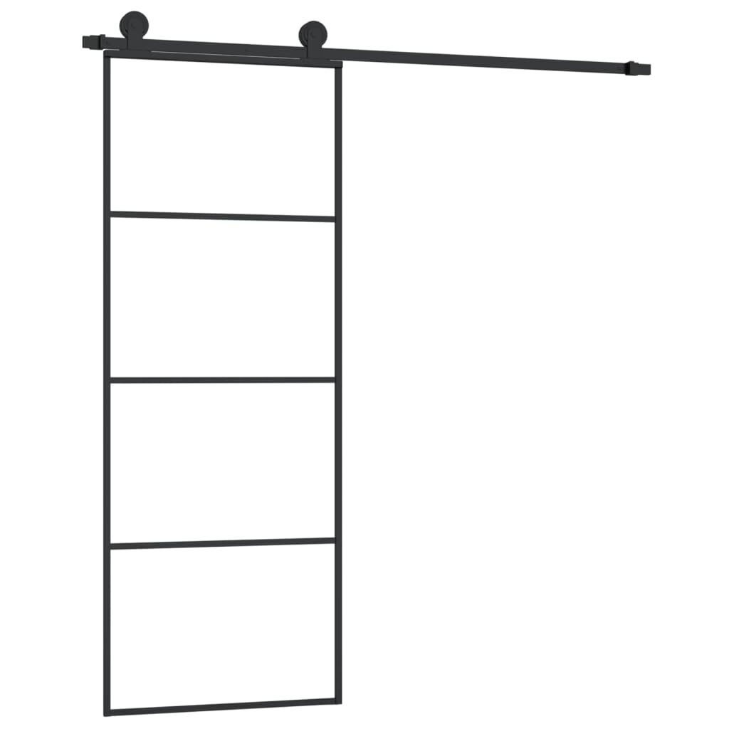 vidaXL Posuvné dvere s kovaním 76x205 cm ESG sklo a hliník