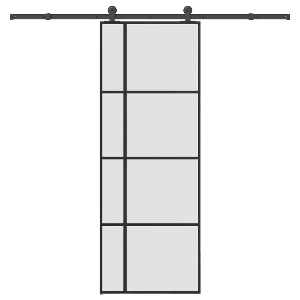 vidaXL Posuvné dvere s kovaním 76x205 cm ESG sklo a hliník