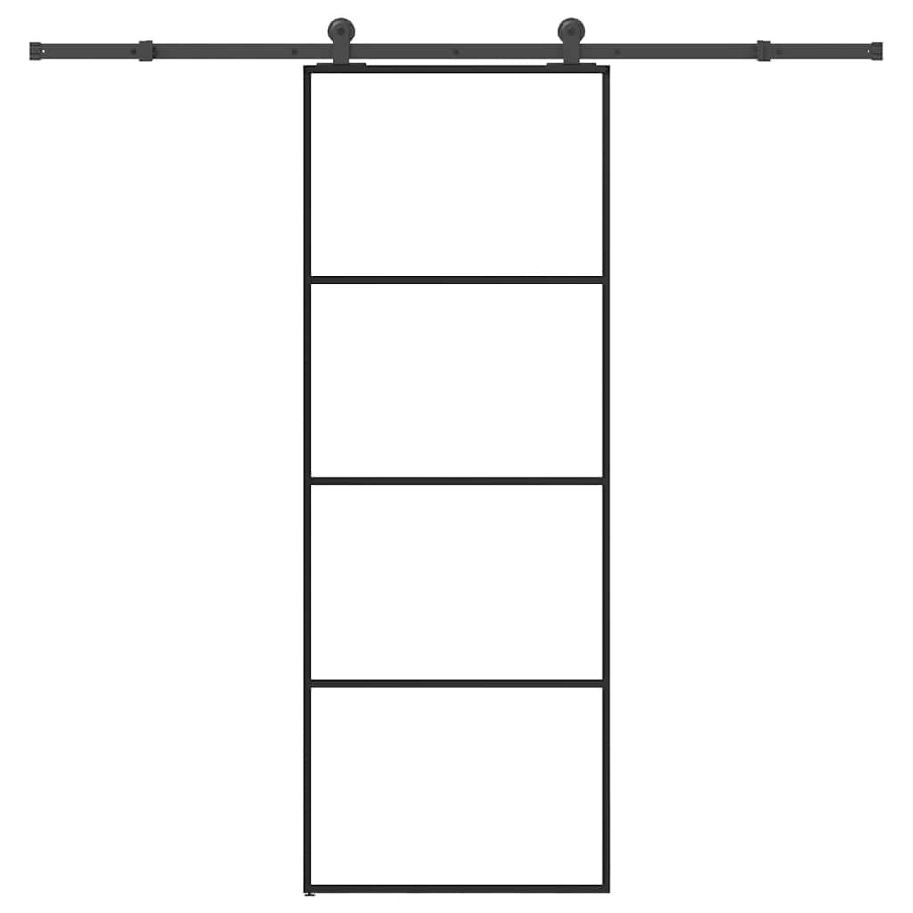vidaXL Posuvné dvere s kovaním 76x205 cm ESG sklo a hliník