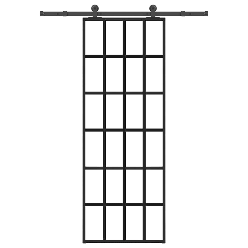 vidaXL Posuvné dvere s kovaním 76x205 cm ESG sklo a hliník