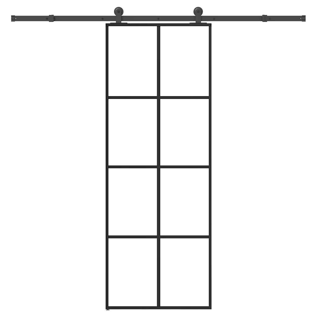 vidaXL Posuvné dvere s kovaním 76x205 cm ESG sklo a hliník