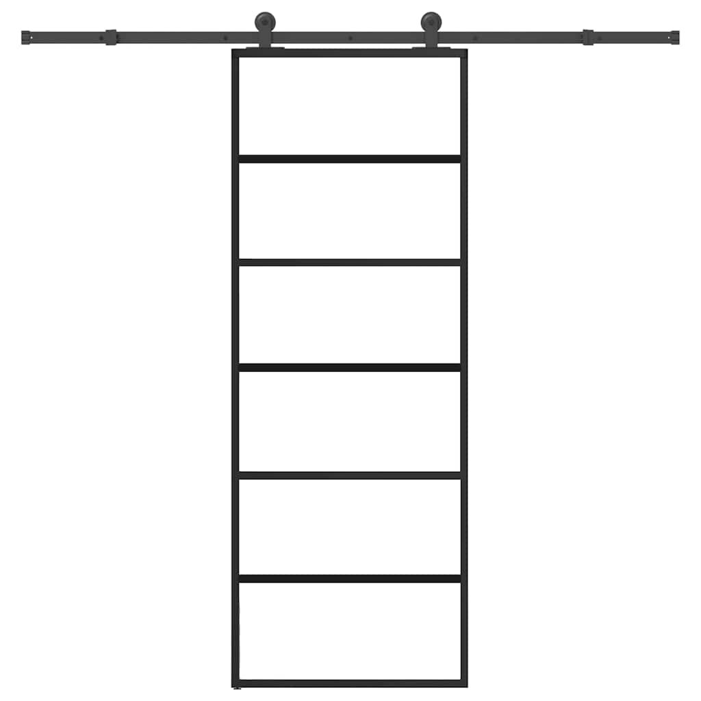 vidaXL Posuvné dvere s kovaním 76x205 cm ESG sklo a hliník
