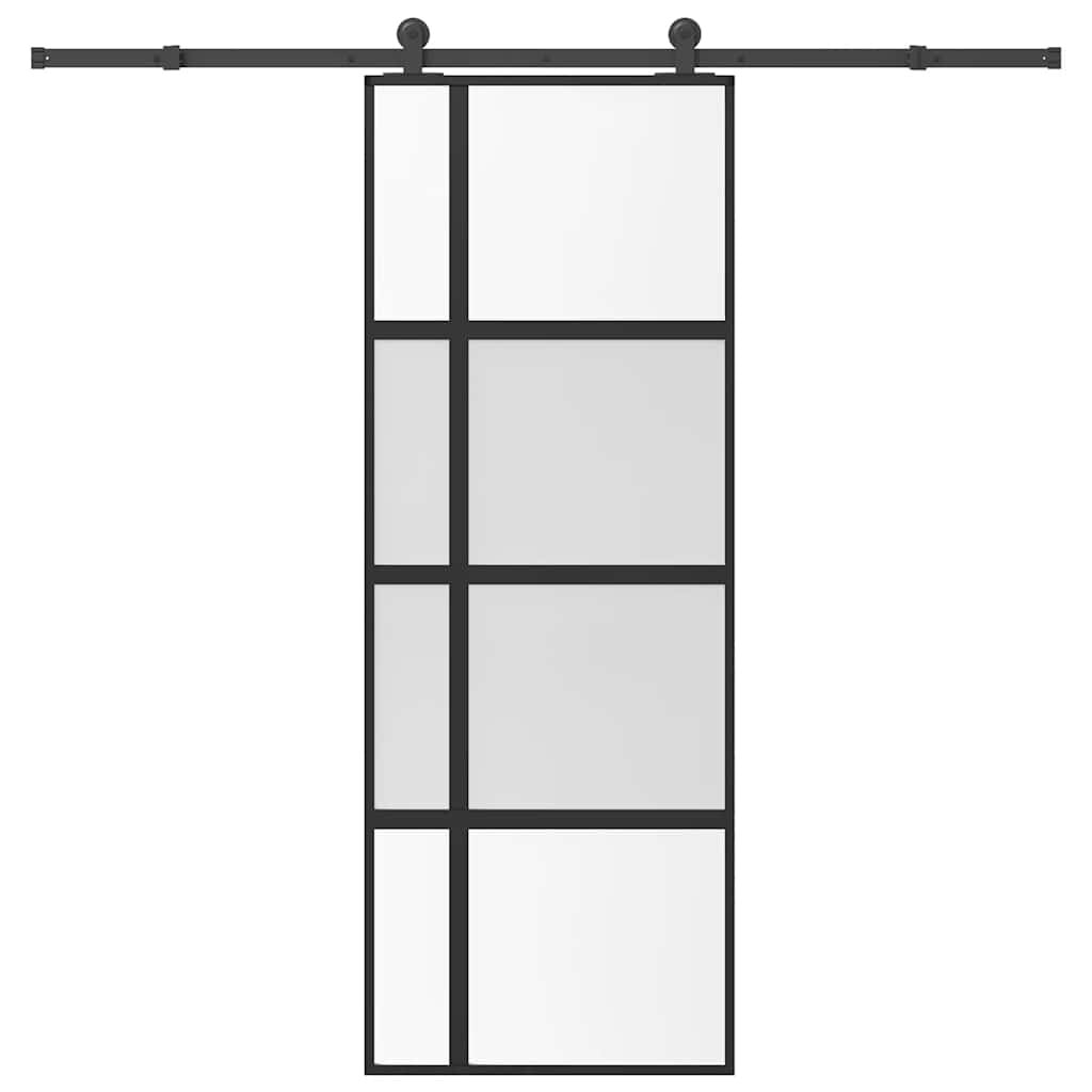 vidaXL Posuvné dvere s kovaním 76x205 cm tvrdené sklo a hliník úzke