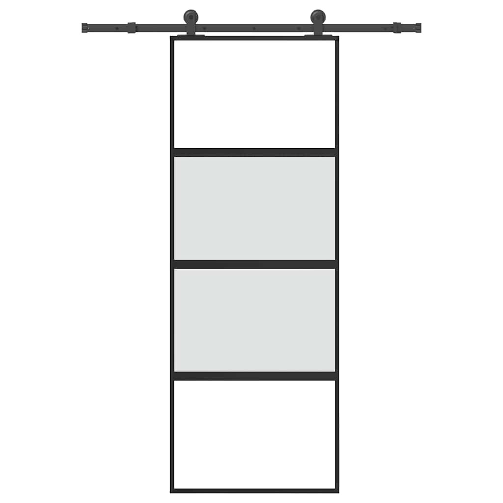 vidaXL Posuvné dvere s kovaním 76x205 cm tvrdené sklo a hliník úzke