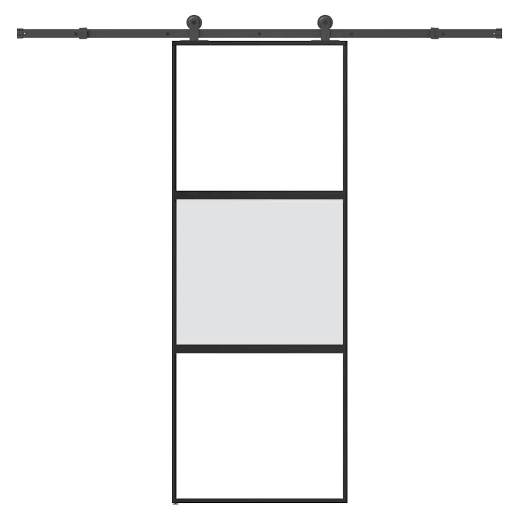 vidaXL Posuvné dvere s kovaním 76x205 cm tvrdené sklo a hliník úzke