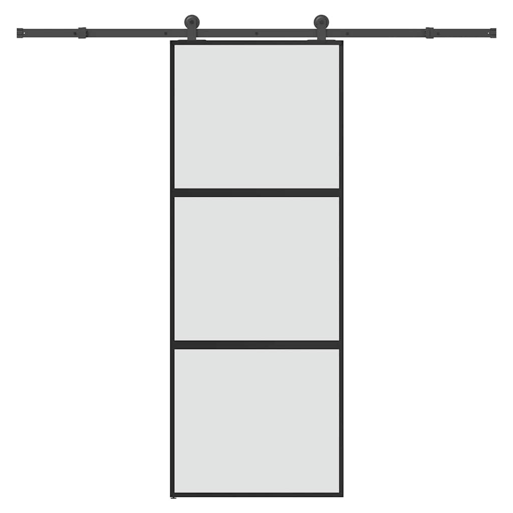 vidaXL Posuvné dvere s kovaním 76x205 cm tvrdené sklo a hliník úzke