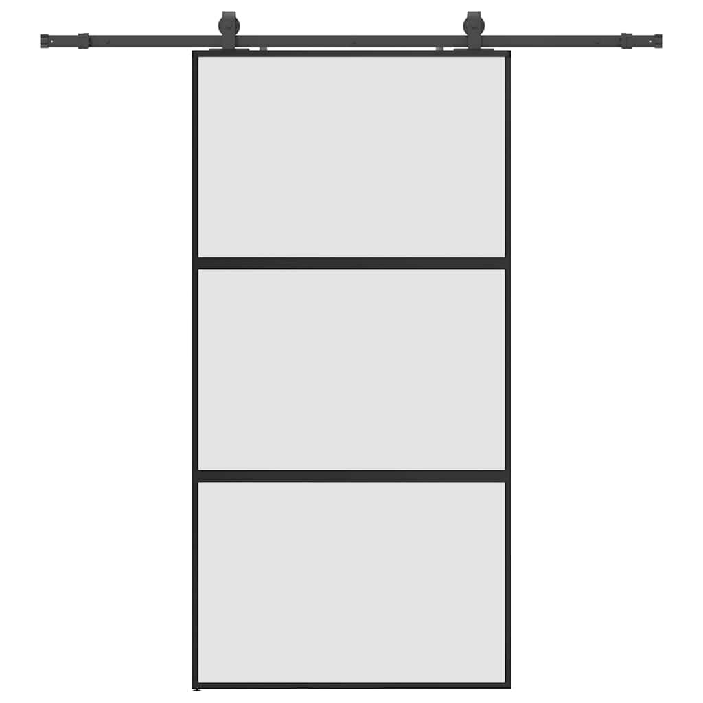 vidaXL Posuvné dvere s kovaním čierne 1025x205 cm tvrdené sklo