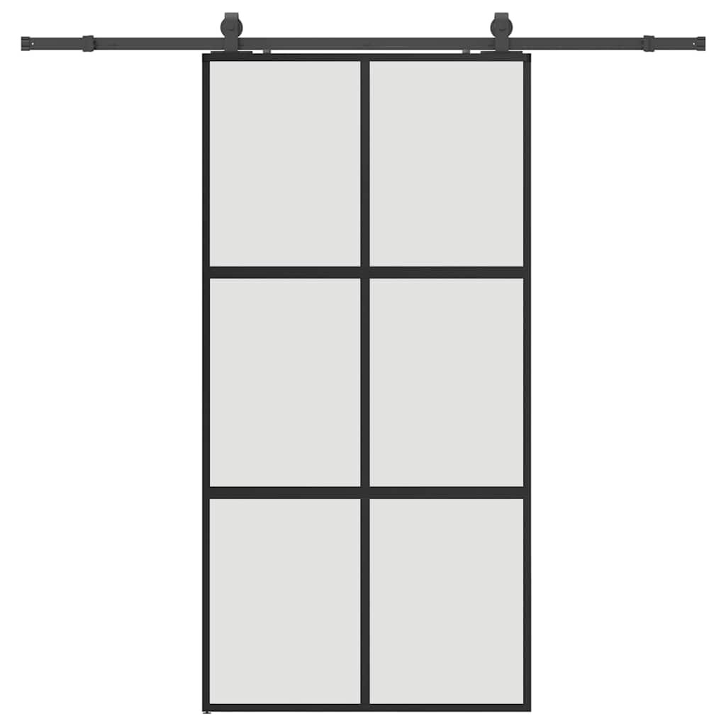 vidaXL Posuvné dvere s kovaním čierne 1025x205 cm tvrdené sklo