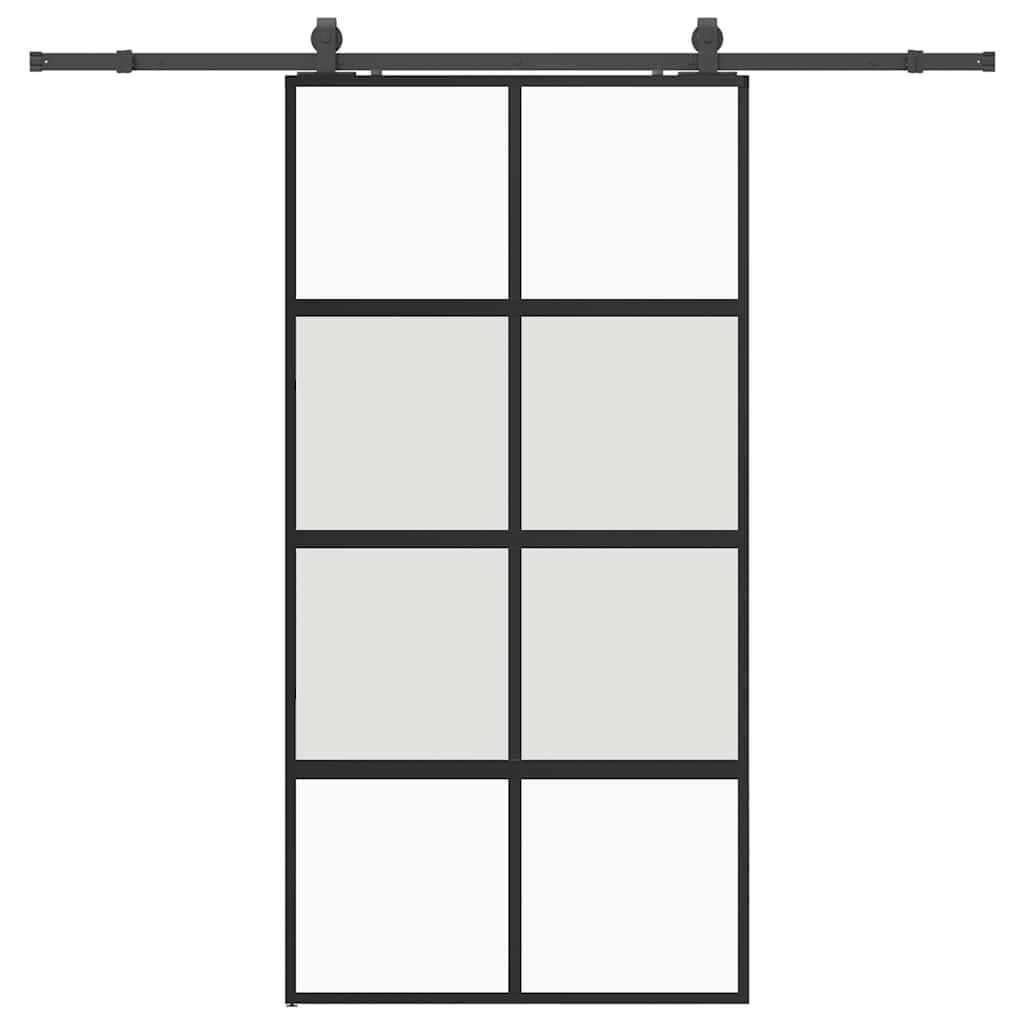 vidaXL Posuvné dvere s kovaním čierne 1025x205 cm tvrdené sklo