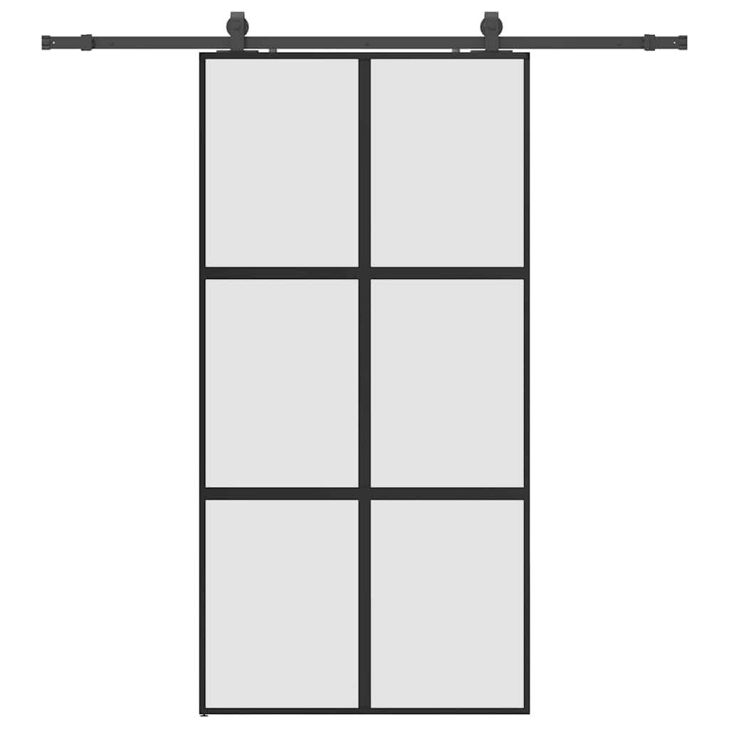 vidaXL Posuvné dvere s kovaním čierne 1025x205 cm tvrdené sklo