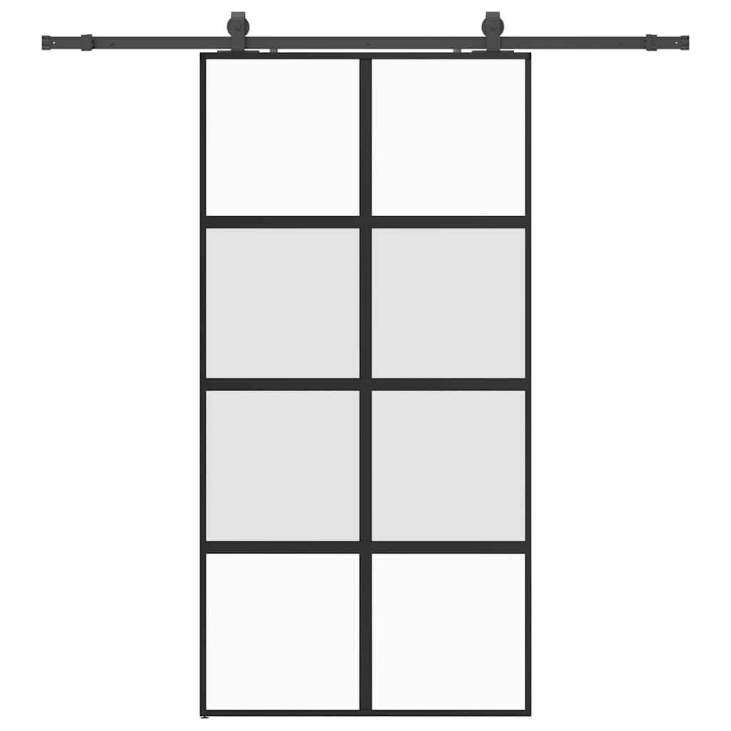 vidaXL Posuvné dvere s kovaním čierne 1025x205 cm tvrdené sklo