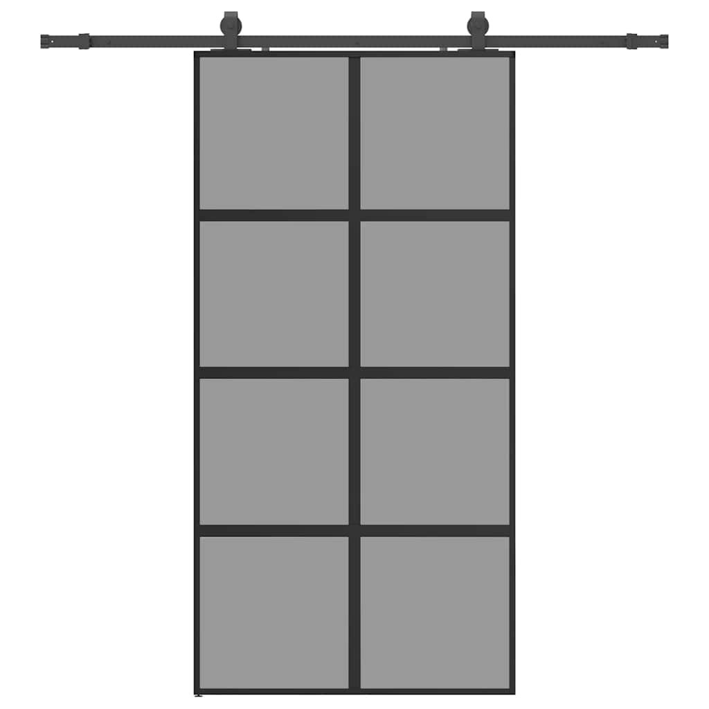 vidaXL Posuvné dvere s kovaním čierne 1025x205 cm tvrdené sklo