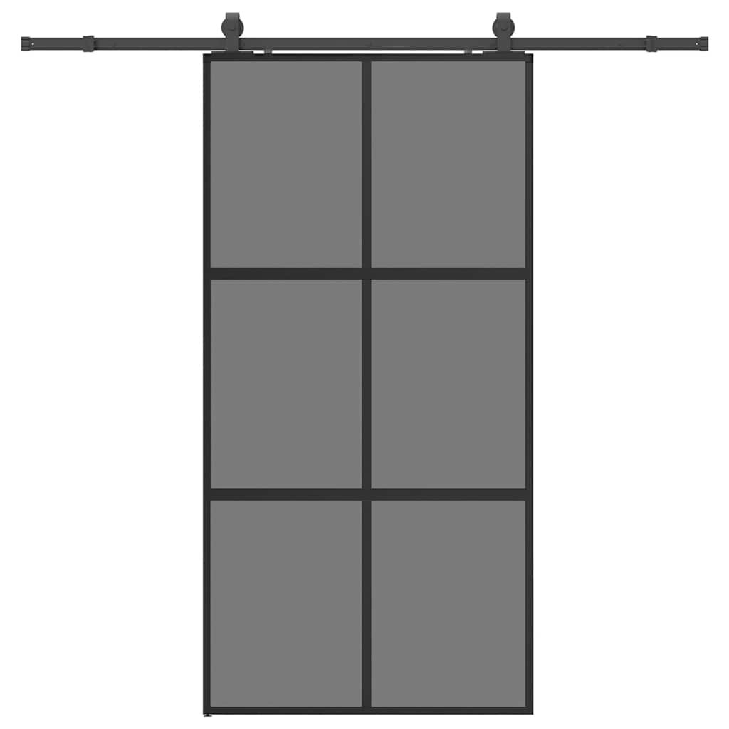 vidaXL Posuvné dvere s kovaním čierne 1025x205 cm tvrdené sklo