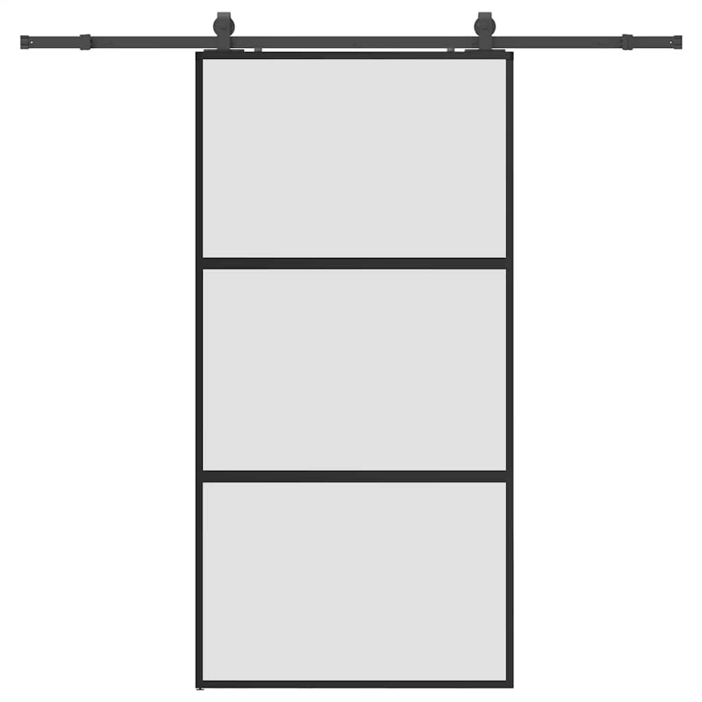 vidaXL Posuvné dvere s kovaním čierne 1025x205 cm tvrdené sklo