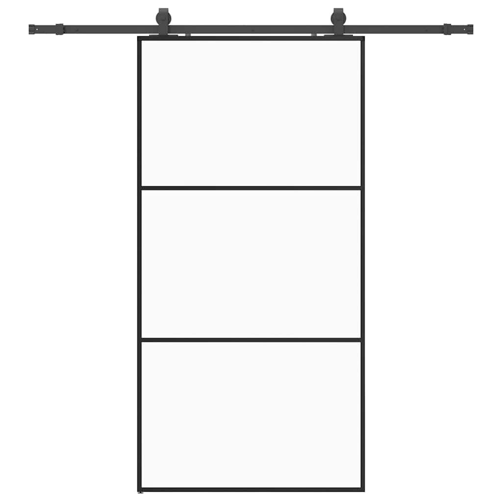 vidaXL Posuvné dvere s kovaním čierne 102x205 cm ESG sklo