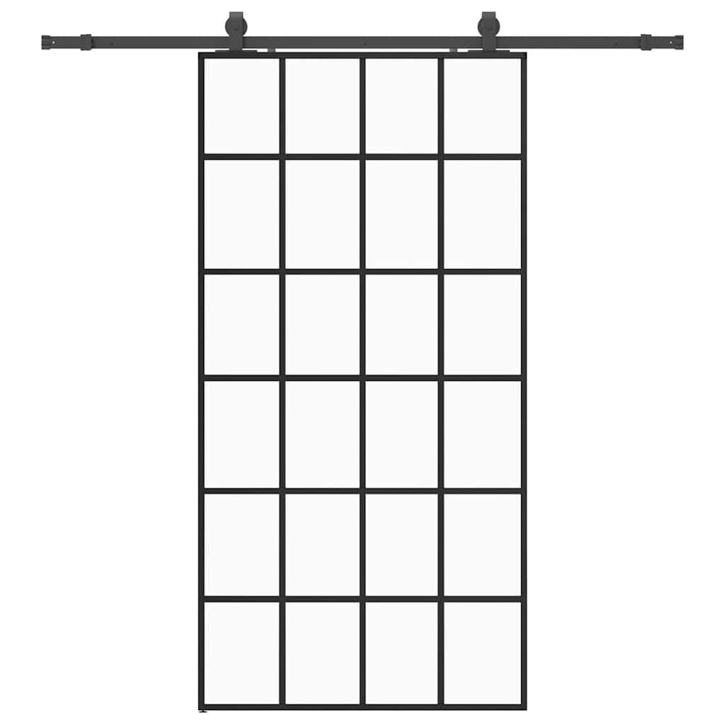 vidaXL Posuvné dvere s kovaním čierne 102x205 cm ESG sklo