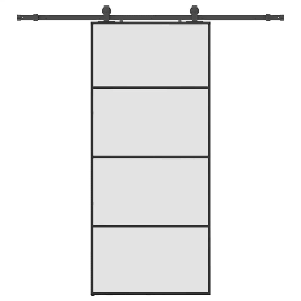 vidaXL Posuvné dvere s kovaním čierne 90x205 cm ESG sklo