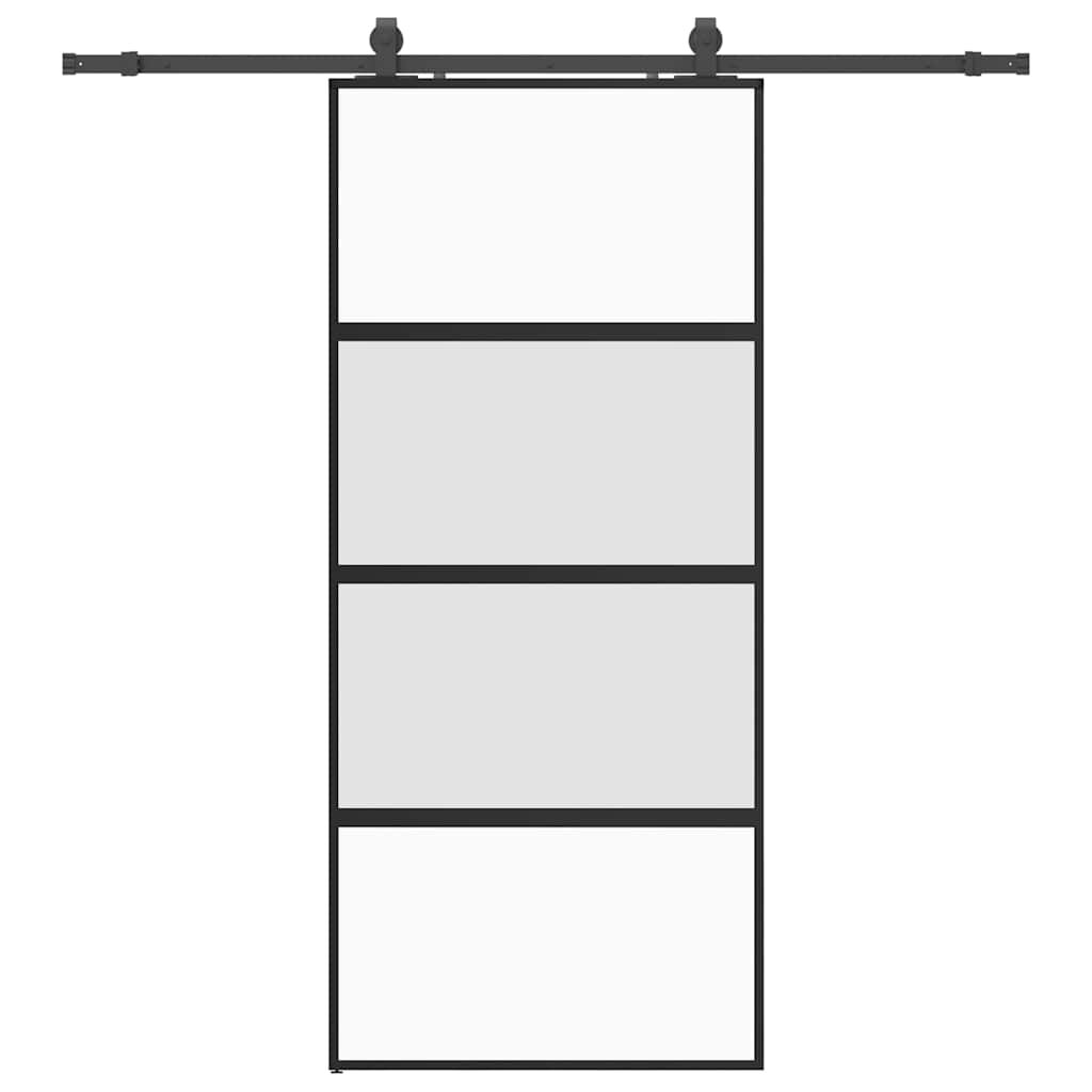 vidaXL Posuvné dvere s kovaním čierne 90x205 cm tvrdené sklo