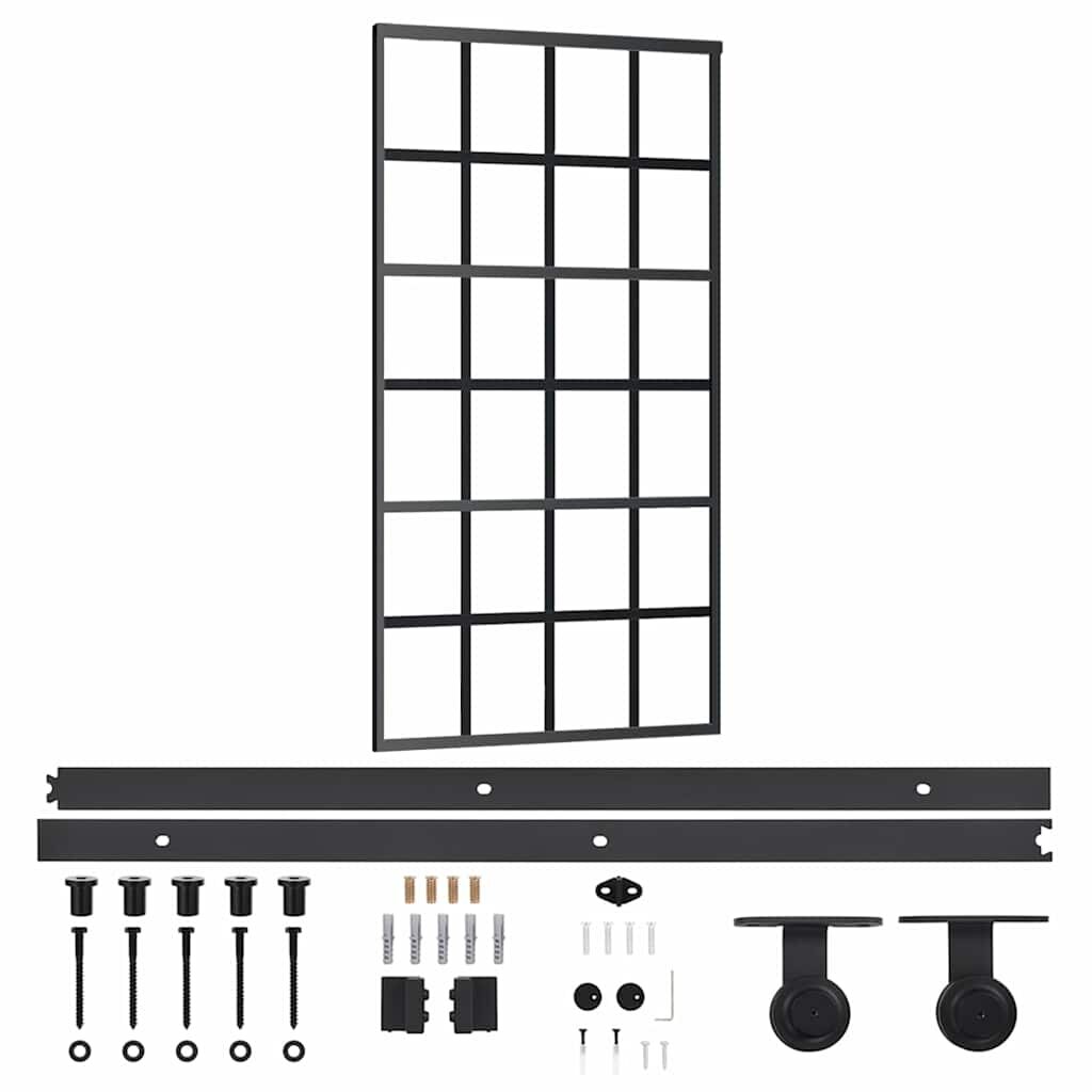vidaXL Posuvné dvere s kovaním ESG sklo a hliník 102x205 cm