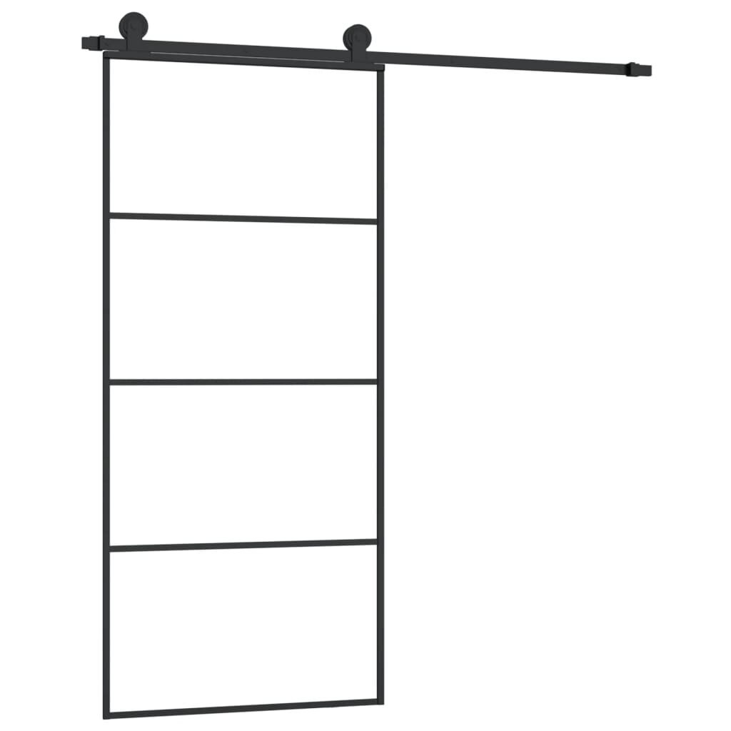 vidaXL Posuvné dvere s kovaním ESG sklo a hliník 90x205 cm