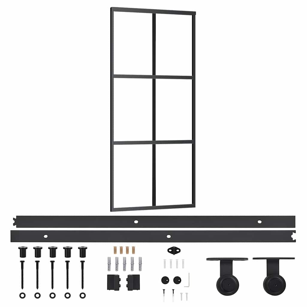 vidaXL Posuvné dvere s kovaním ESG sklo a hliník 90x205 cm