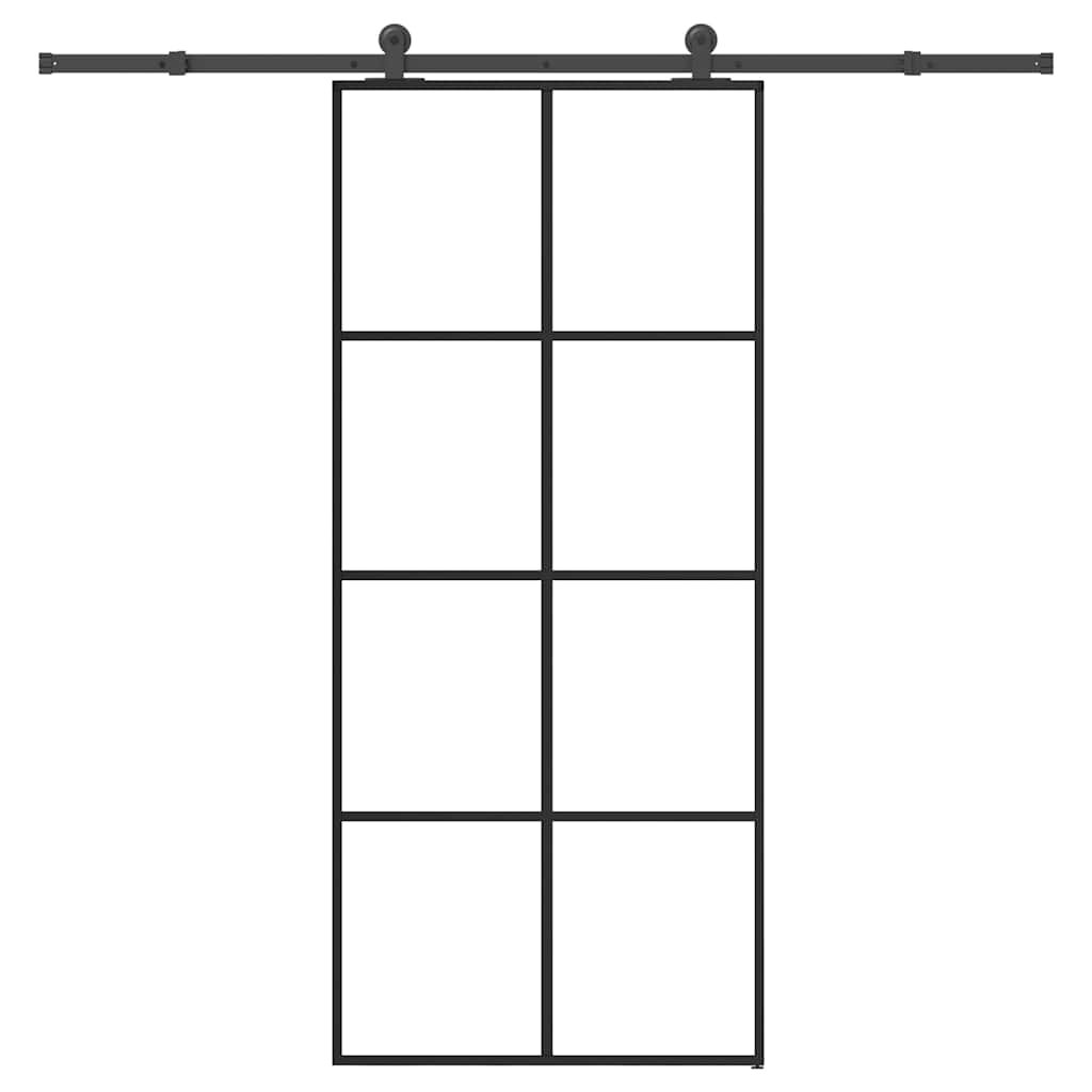 vidaXL Posuvné dvere s kovaním ESG sklo a hliník 90x205 cm