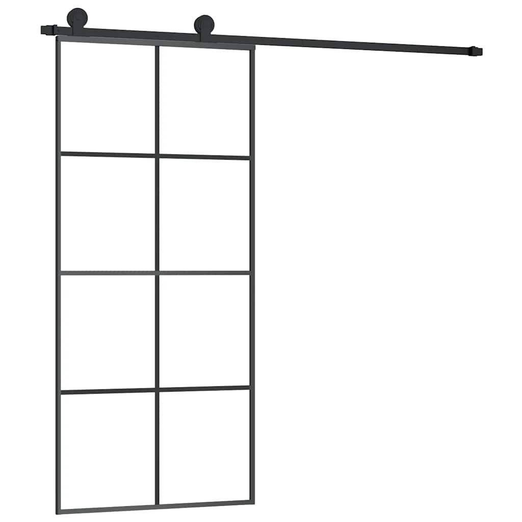 vidaXL Posuvné dvere s kovaním ESG sklo a hliník 90x205 cm