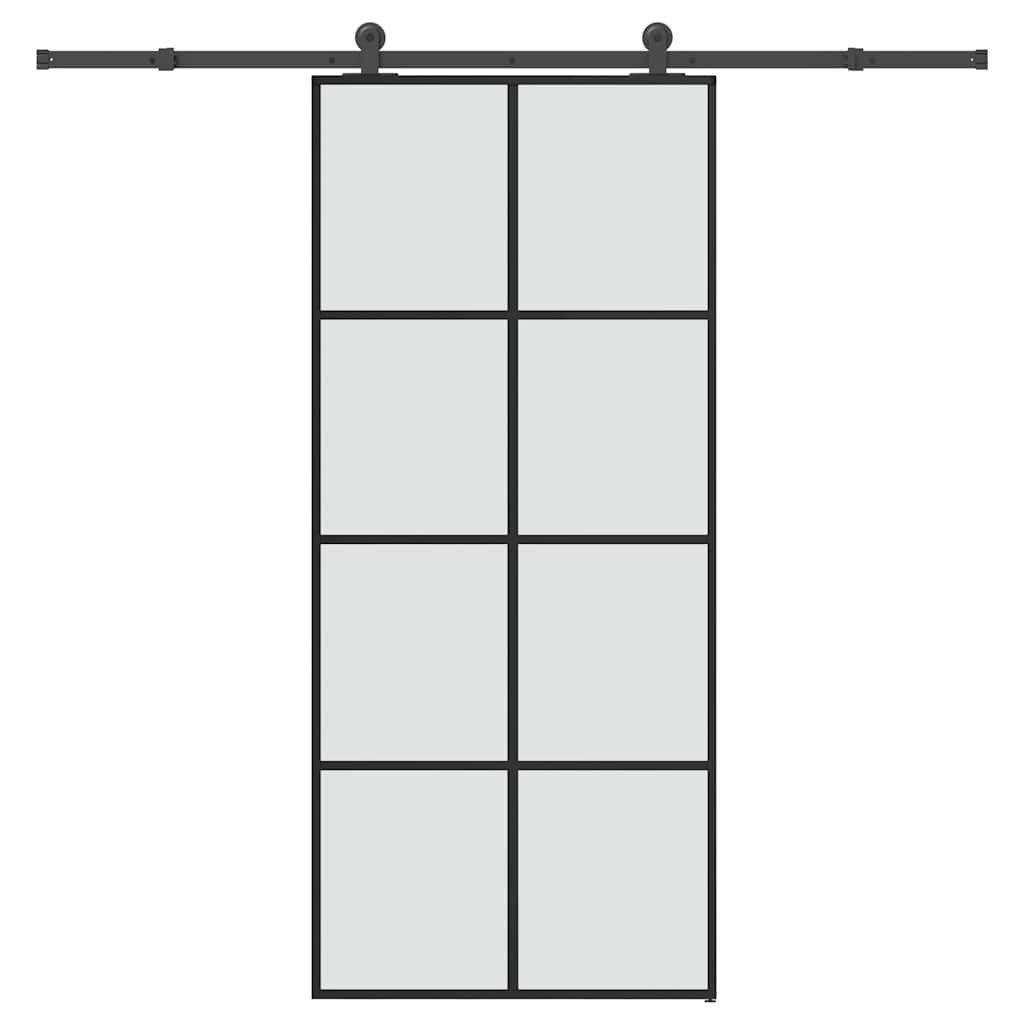 vidaXL Posuvné dvere s kovaním ESG sklo a hliník 90x205 cm