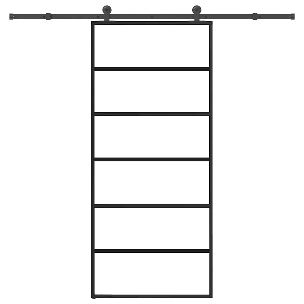 vidaXL Posuvné dvere s kovaním ESG sklo a hliník 90x205 cm