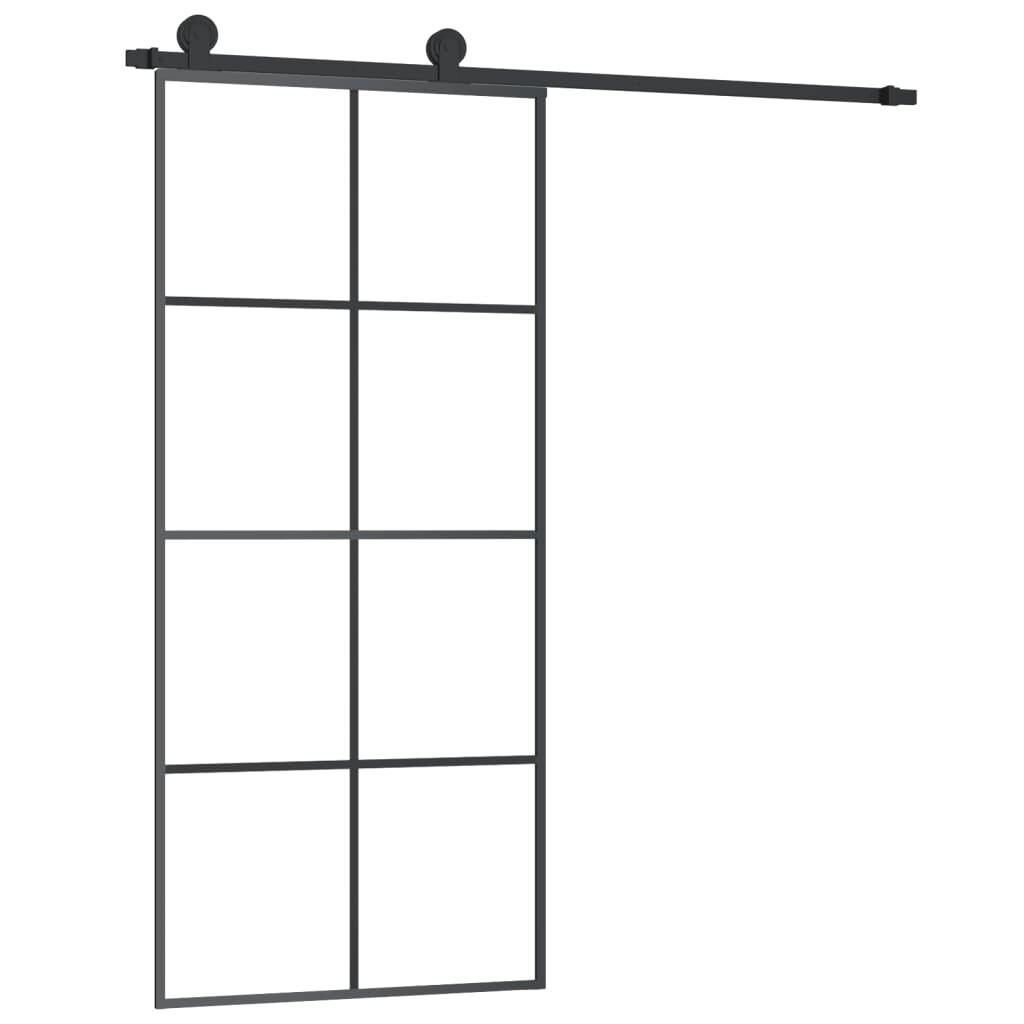 vidaXL Posuvné dvere s kovaním ESG sklo a hliník 90x205 cm