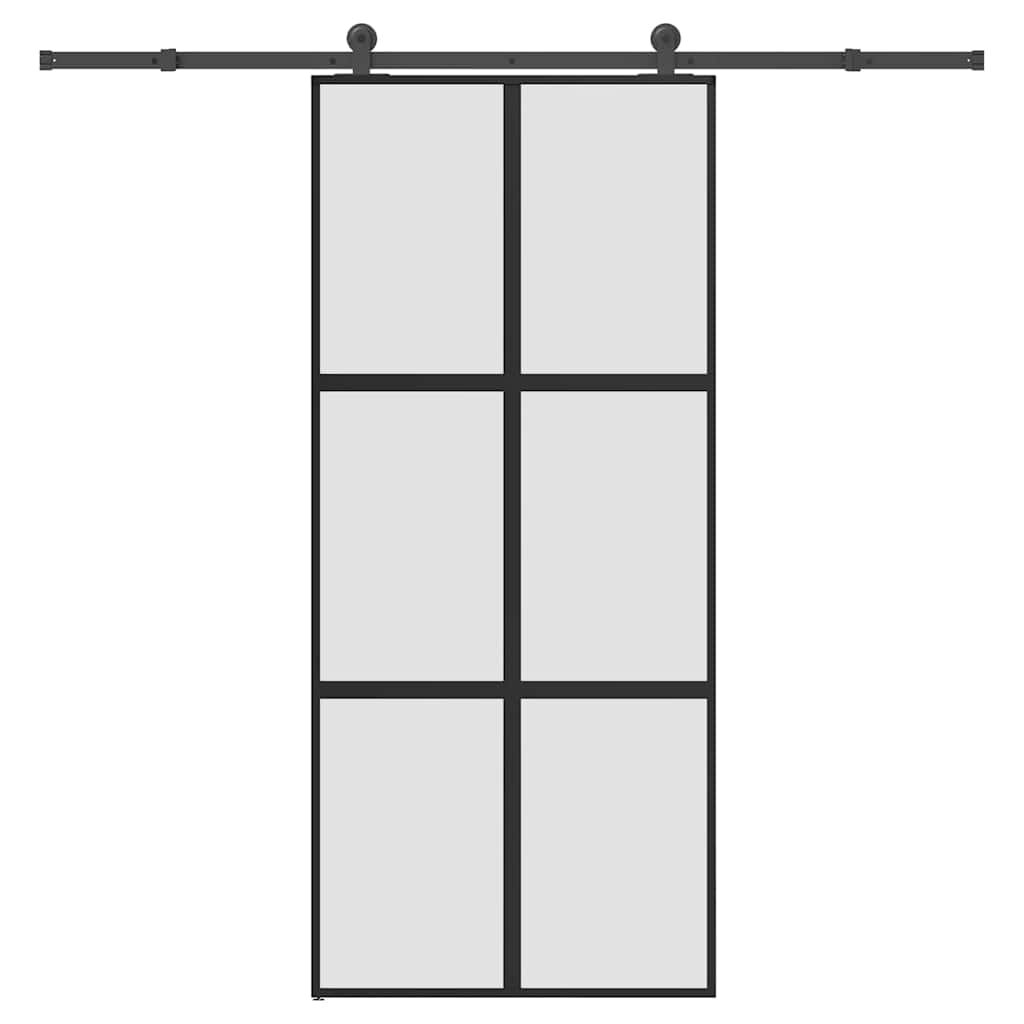 vidaXL Posuvné dvere s kovaním tvrdené sklo a hliník úzke 90x205 cm