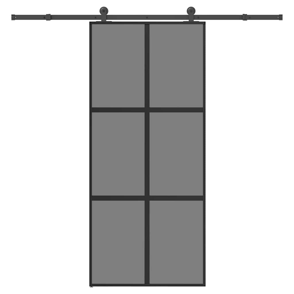 vidaXL Posuvné dvere s kovaním tvrdené sklo a hliník úzke 90x205 cm