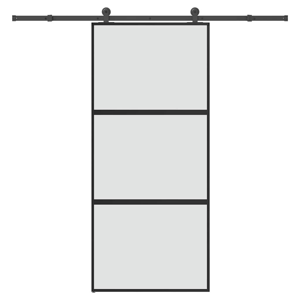 vidaXL Posuvné dvere s kovaním tvrdené sklo a hliník úzke 90x205 cm