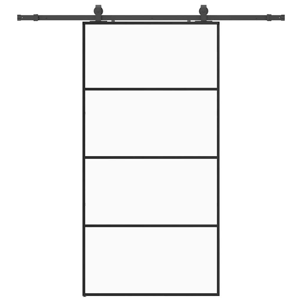 vidaXL Posuvné dvere so sadou kovania čierne 1025x205 cm ESG sklo
