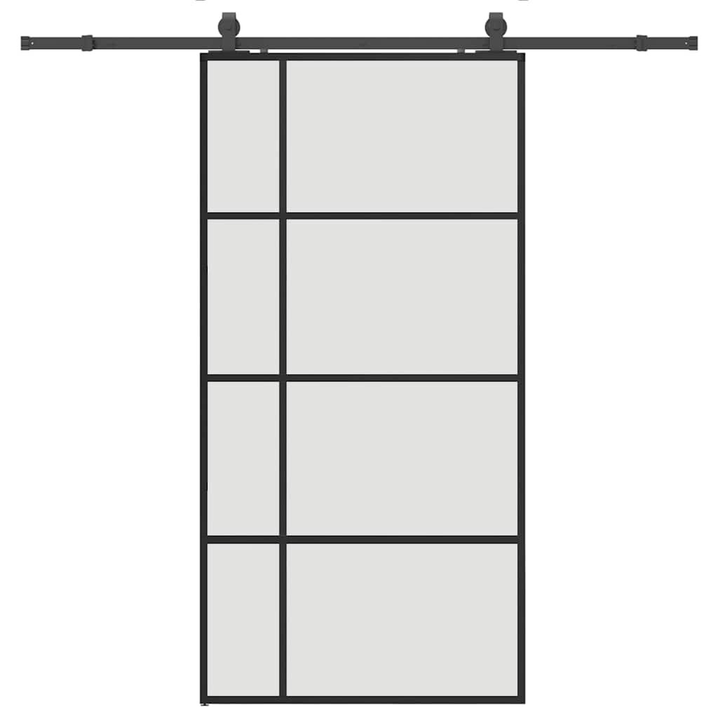 vidaXL Posuvné dvere so sadou kovania čierne 1025x205 cm ESG sklo