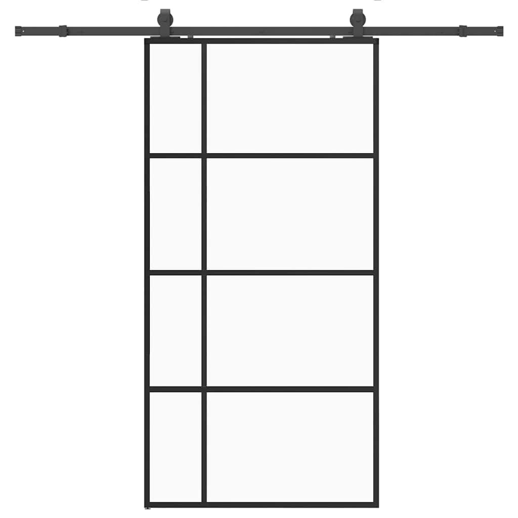 vidaXL Posuvné dvere so sadou kovania čierne 1025x205 cm ESG sklo