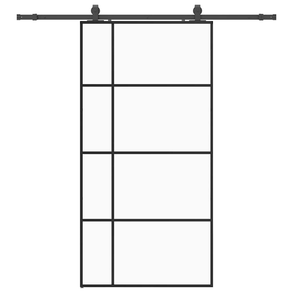 vidaXL Posuvné dvere so sadou kovania čierne 1025x205 cm ESG sklo