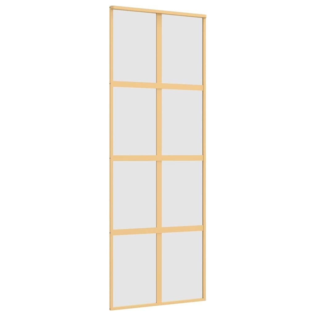 vidaXL Posuvné dvere zlaté 76x205 cm matné ESG sklo a hliník