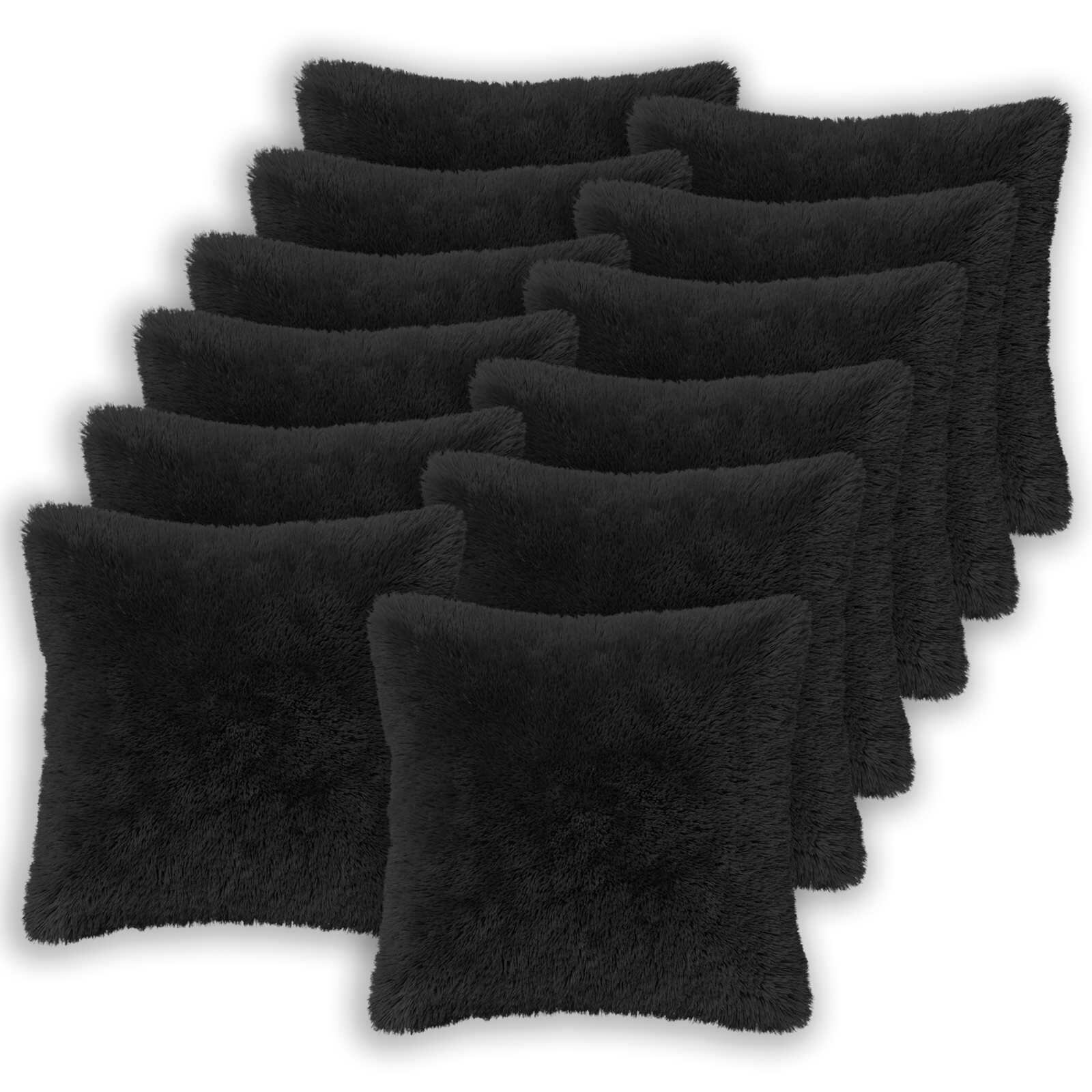 vidaXL Poťah na podložku 12 ks HEERLEN Čierna 45 x 45 cm PV fleece
