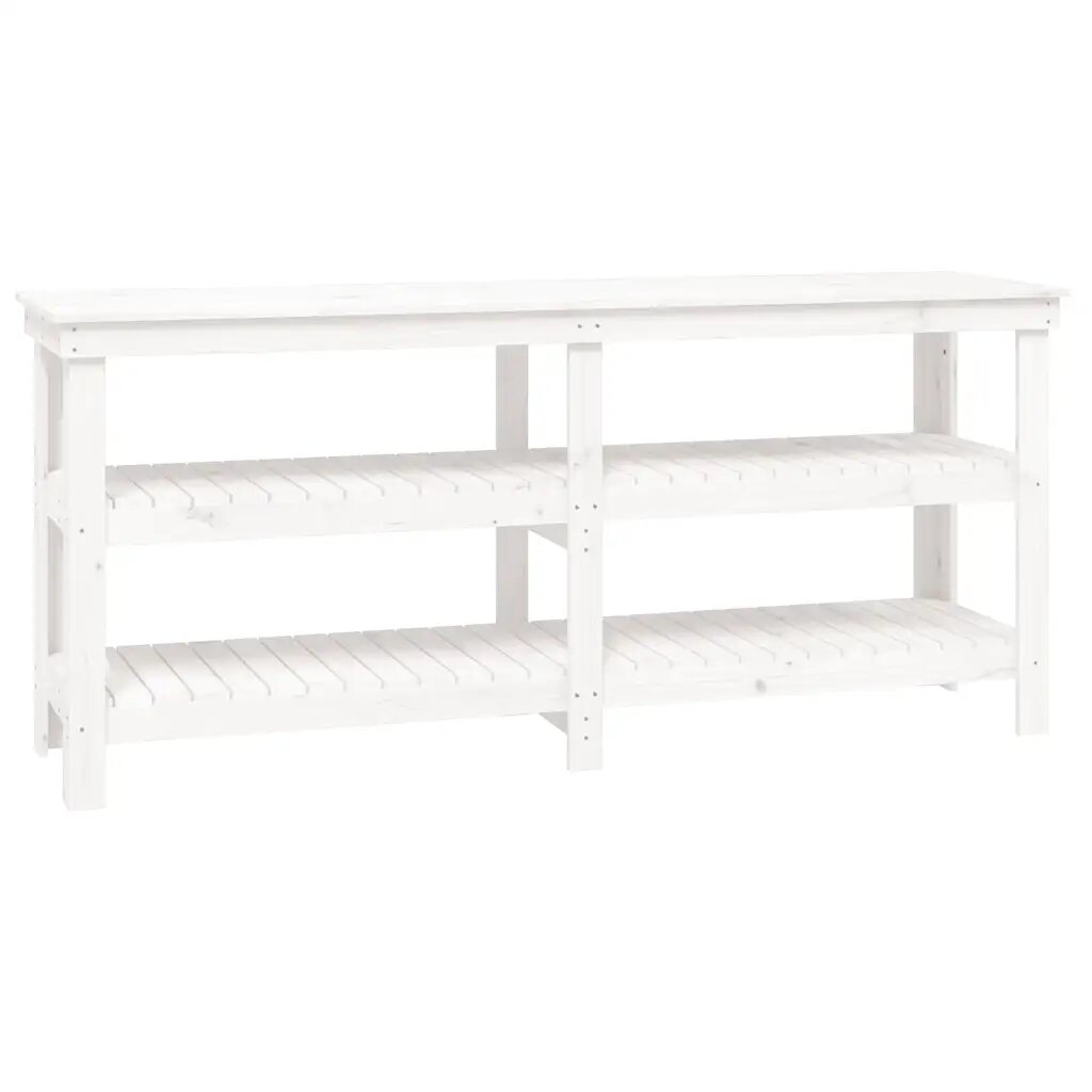 vidaXL Pracovná lavica biela 181x50x80 cm masívna borovica