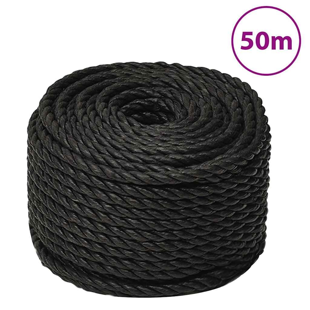 vidaXL Pracovné lano čierne 12 mm 50 m polypropylén
