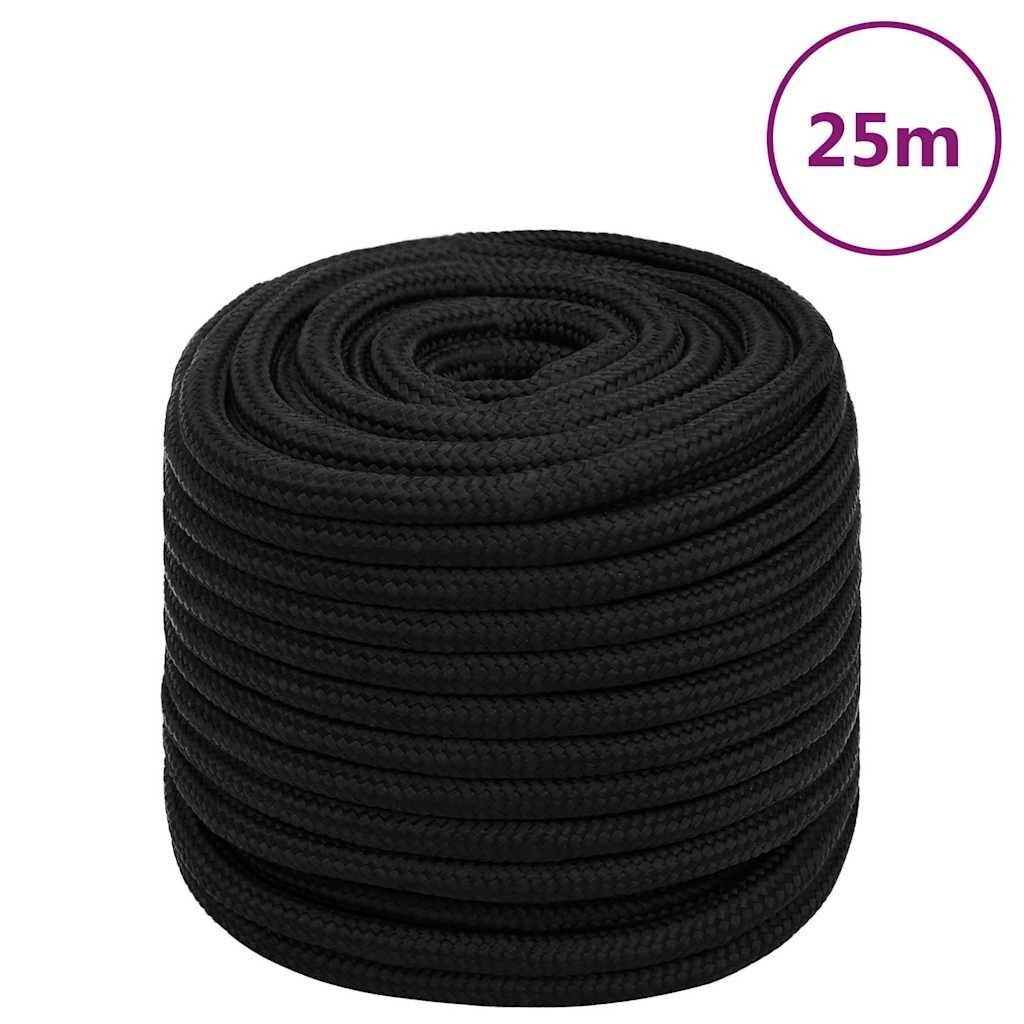 vidaXL Pracovné lano čierne 16 mm 25 m polyester