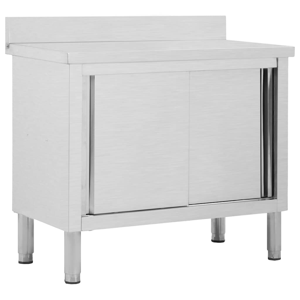 vidaXL Pracovný stôl s posuvnými dvierkami 100x50x(95-97) cm oceľ