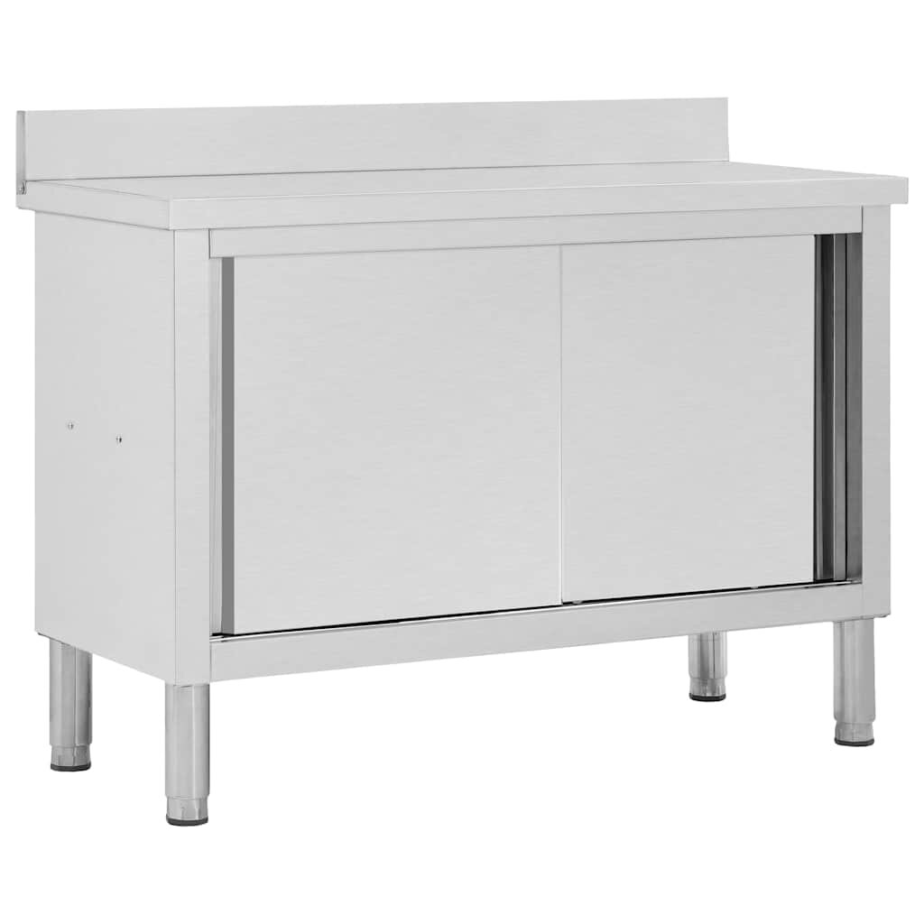 vidaXL Pracovný stôl s posuvnými dvierkami 120x50x(95-97) oceľ